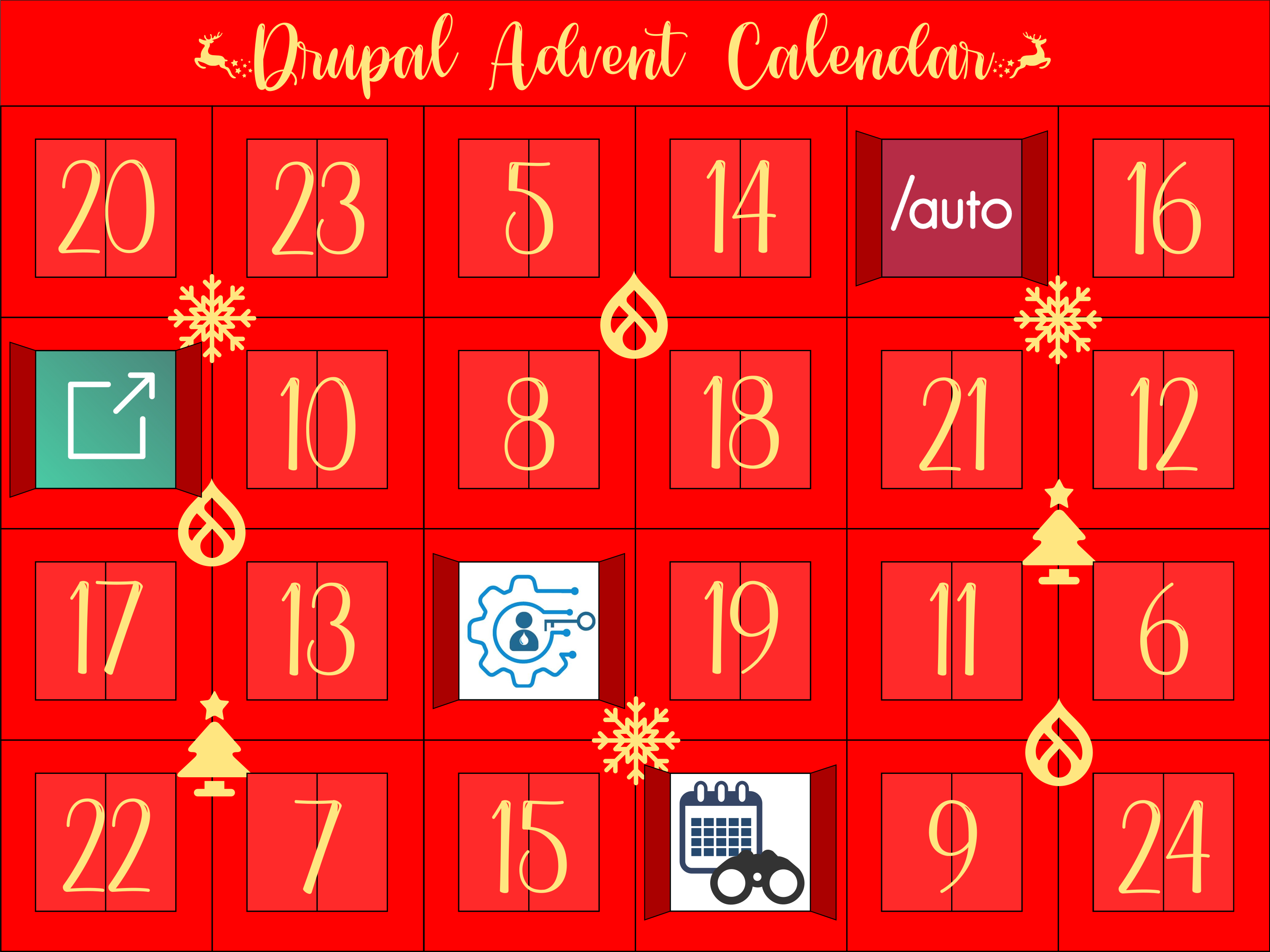 Advent Calendar with door 4 open showing External Links logo.
