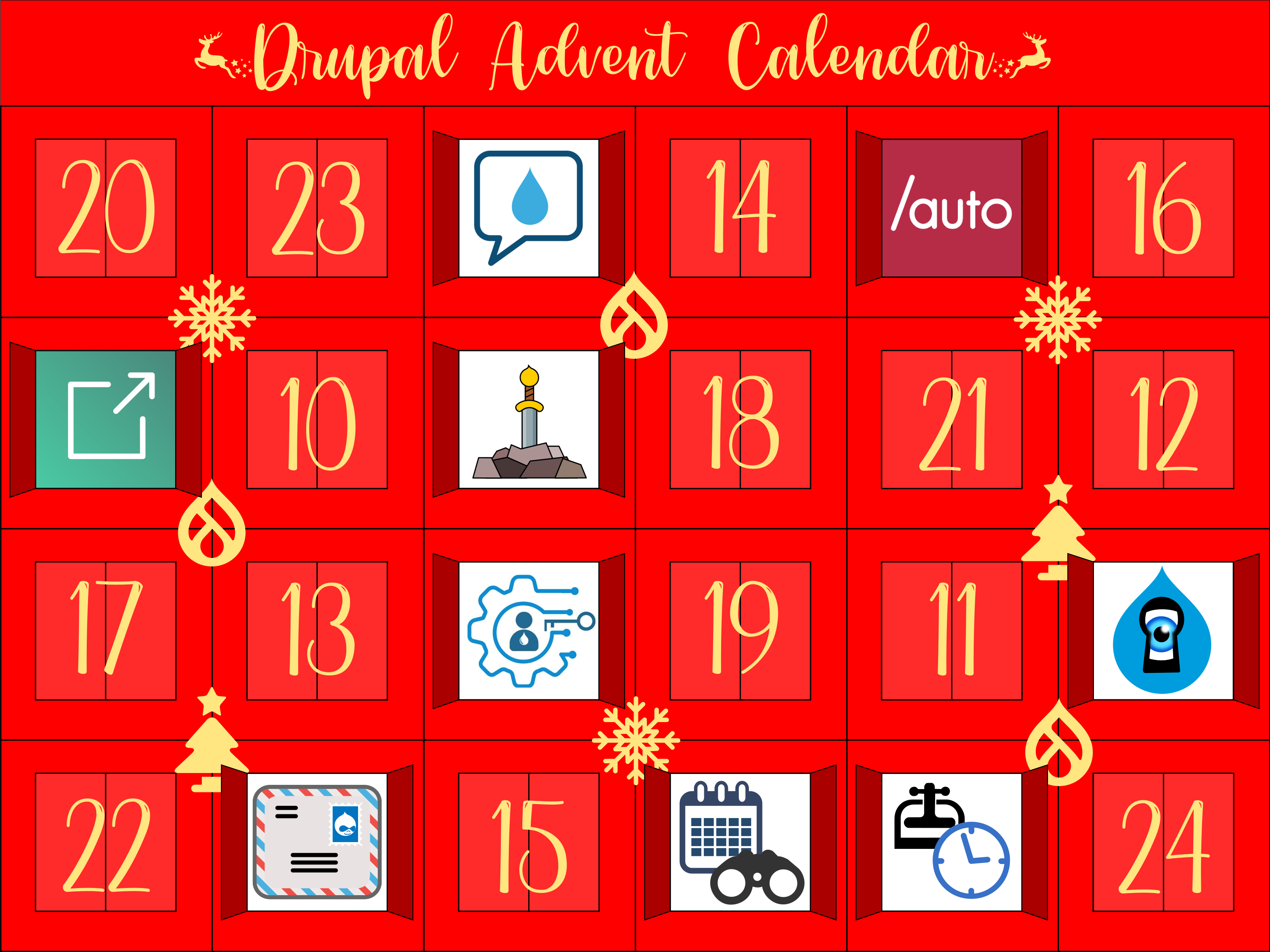 Advent Calendar with door 9 open revealing Scheduled Publish logo